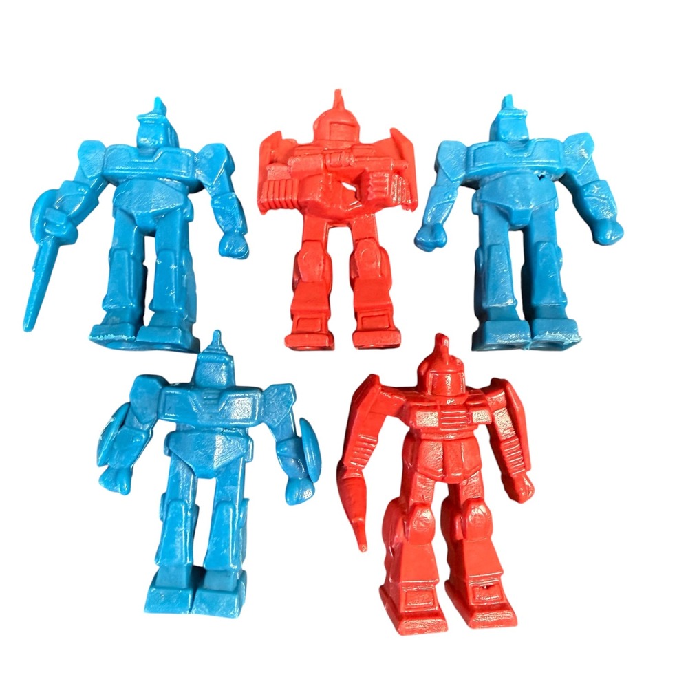 Vintage Arco Rogun Robots 1.5"‎ Mini Figures Lot Of 5 80's Sci-Fi Red & Blue